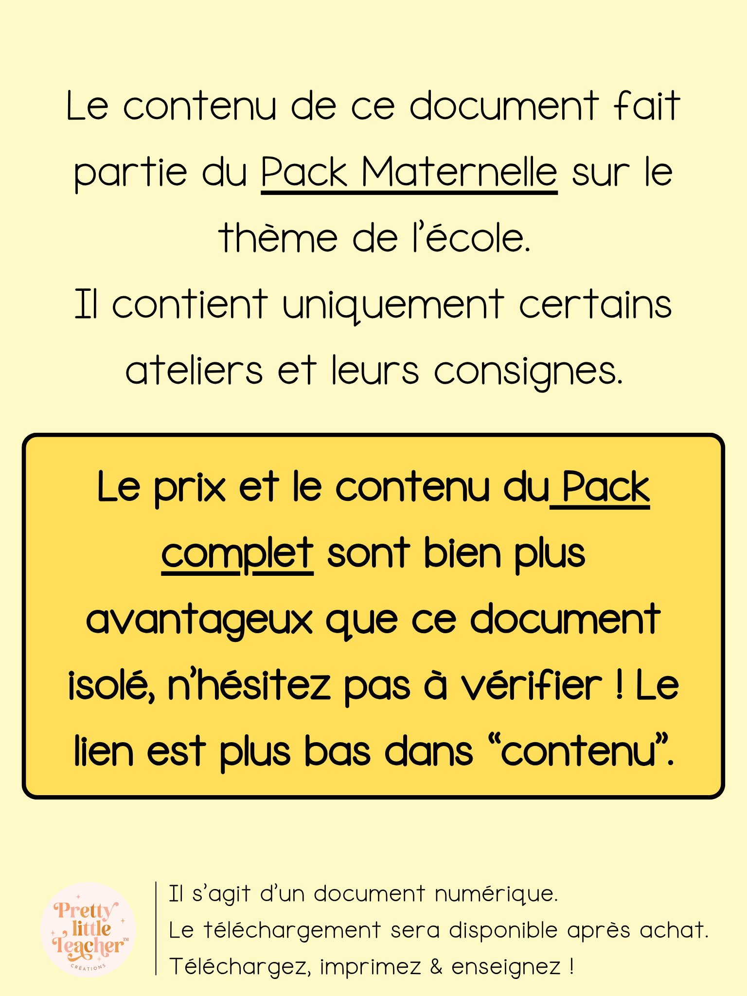 Extrait SCOLAIRE du Pack Maternelle