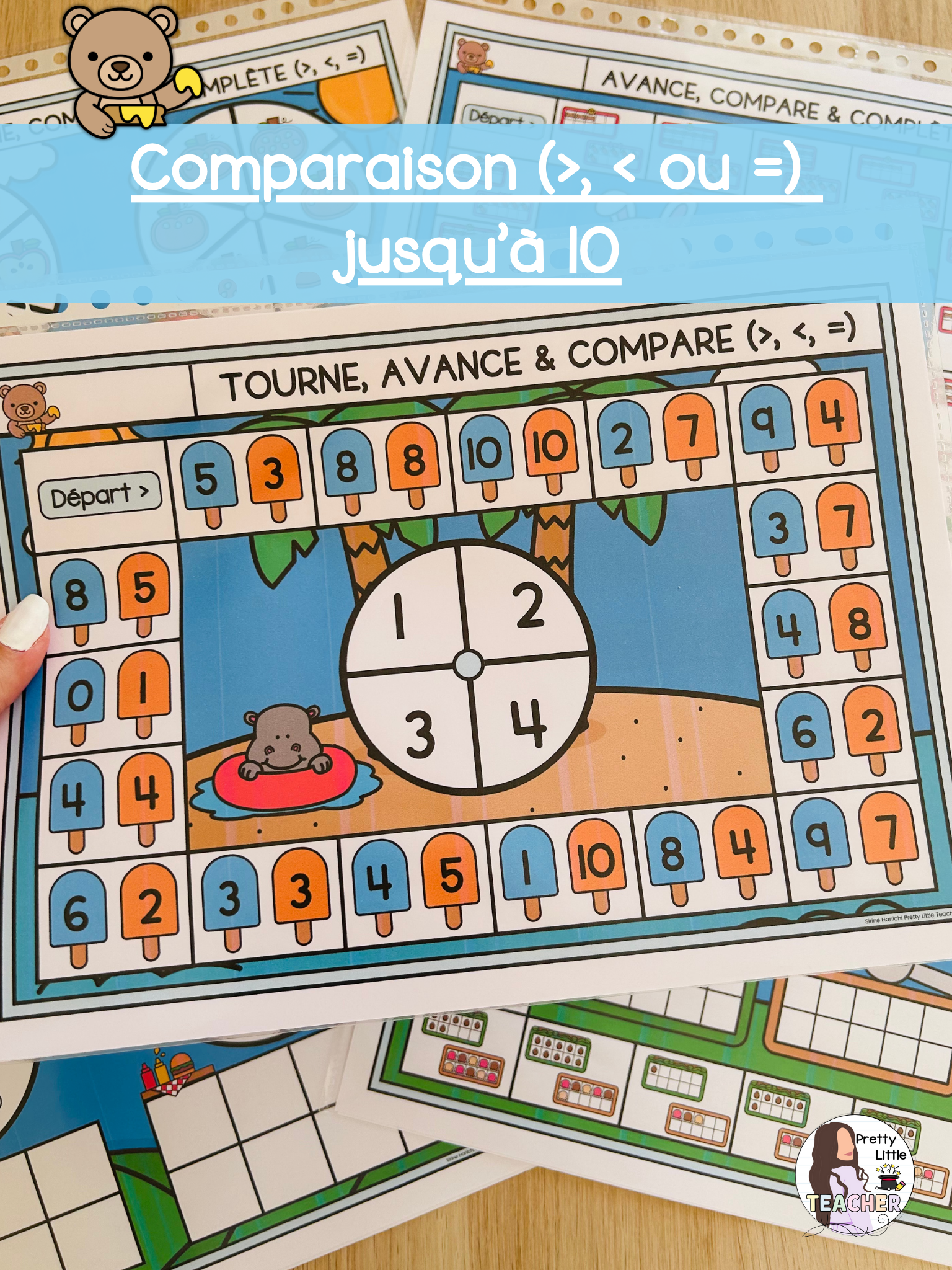 Comparaison (>, < ou =) de nombres jusqu'à 10