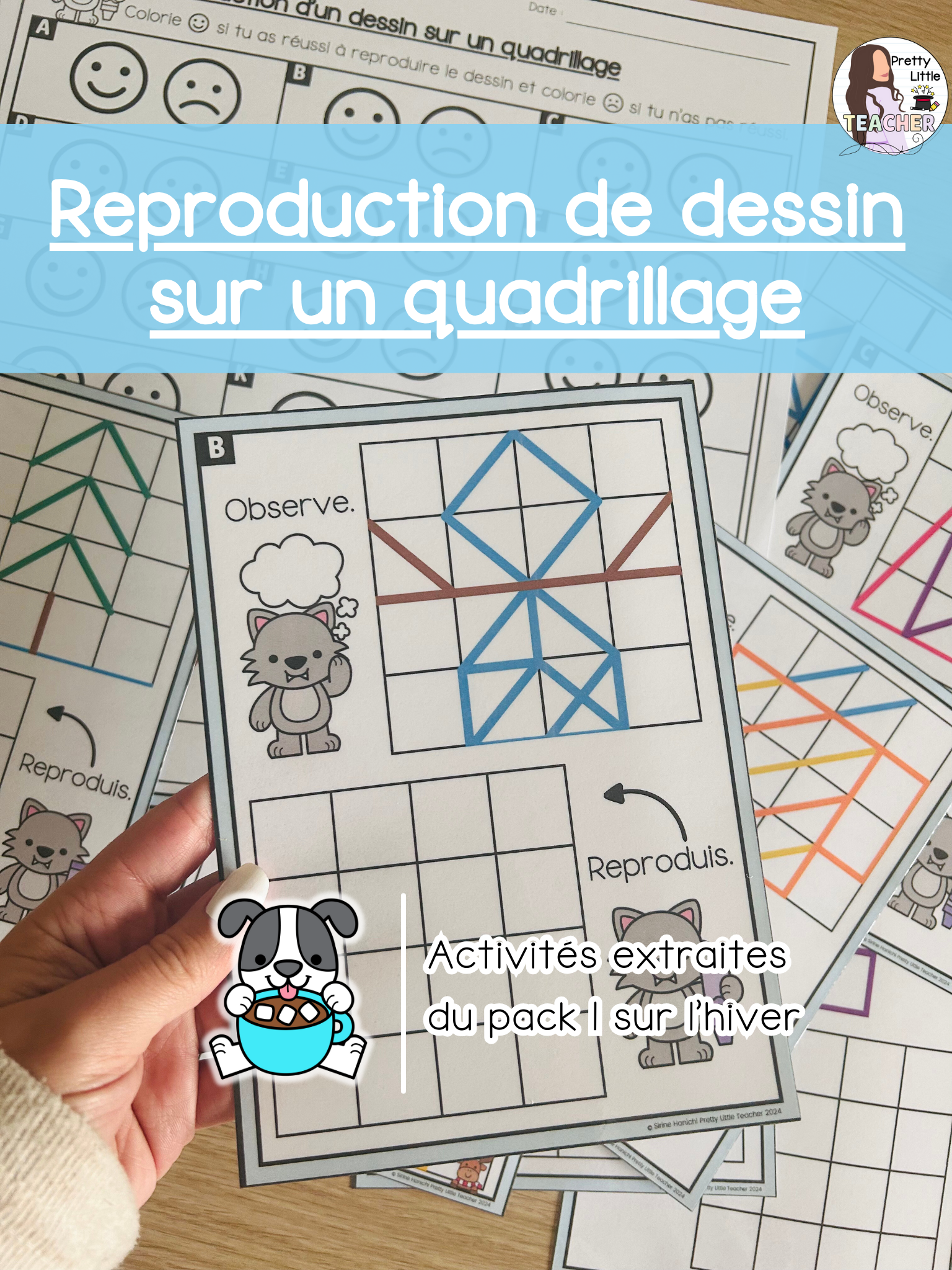 Reproduction de dessin sur quadrillage (3x)