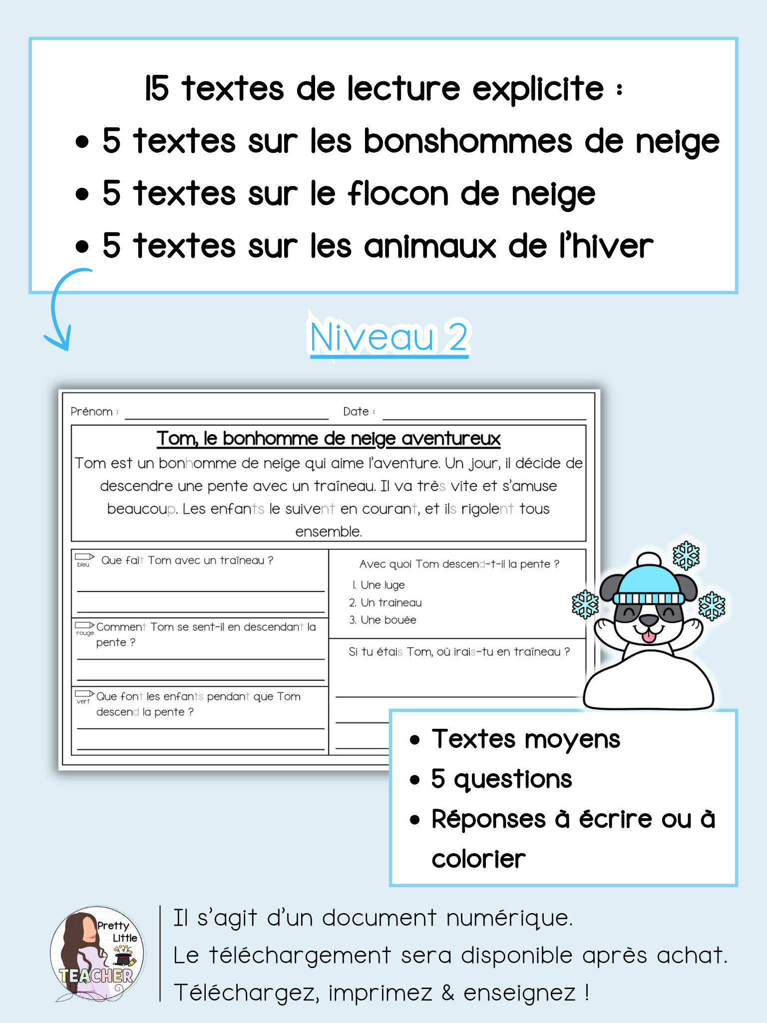 Lecture niveau 2 sur l'hiver