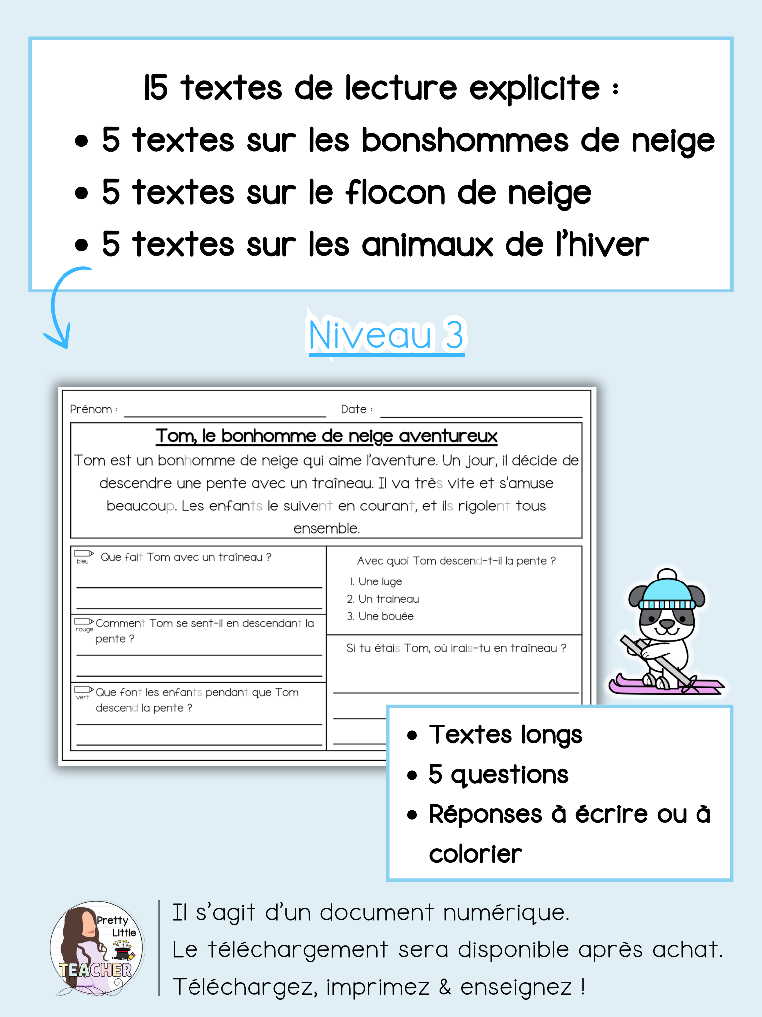 Lecture niveau 3 sur l'hiver