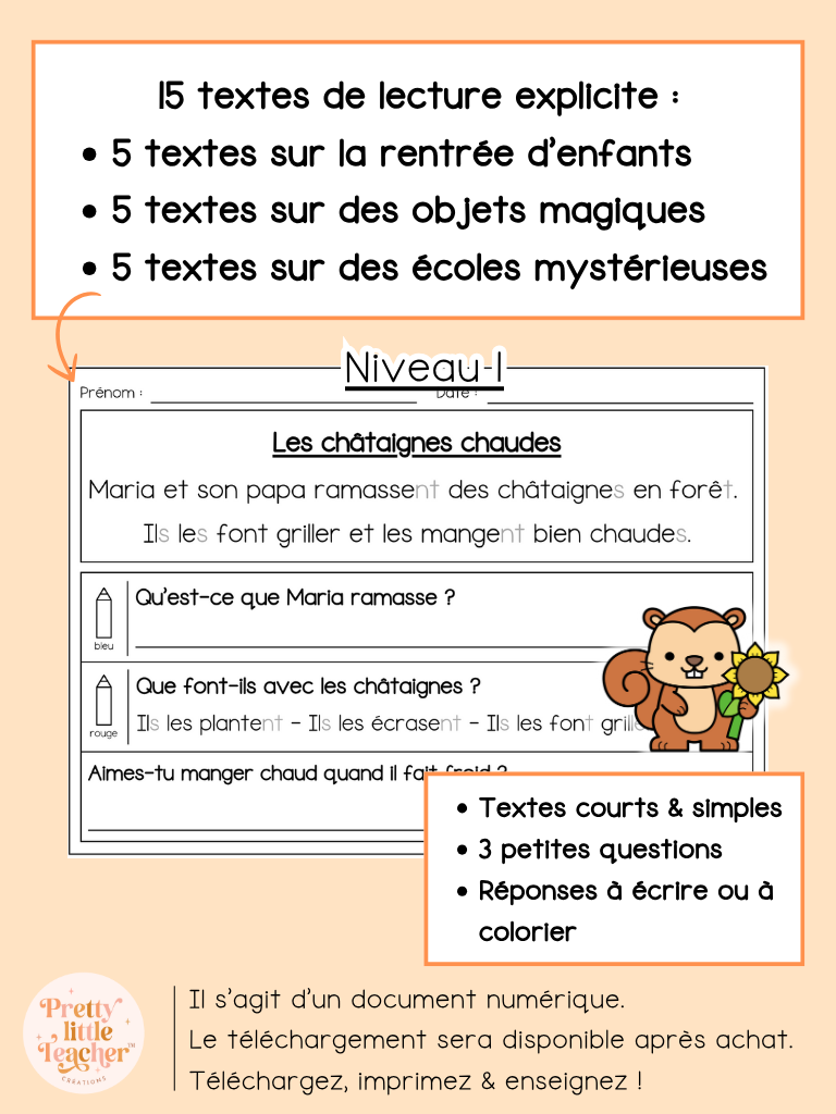 Lecture niveau 1 sur l'automne