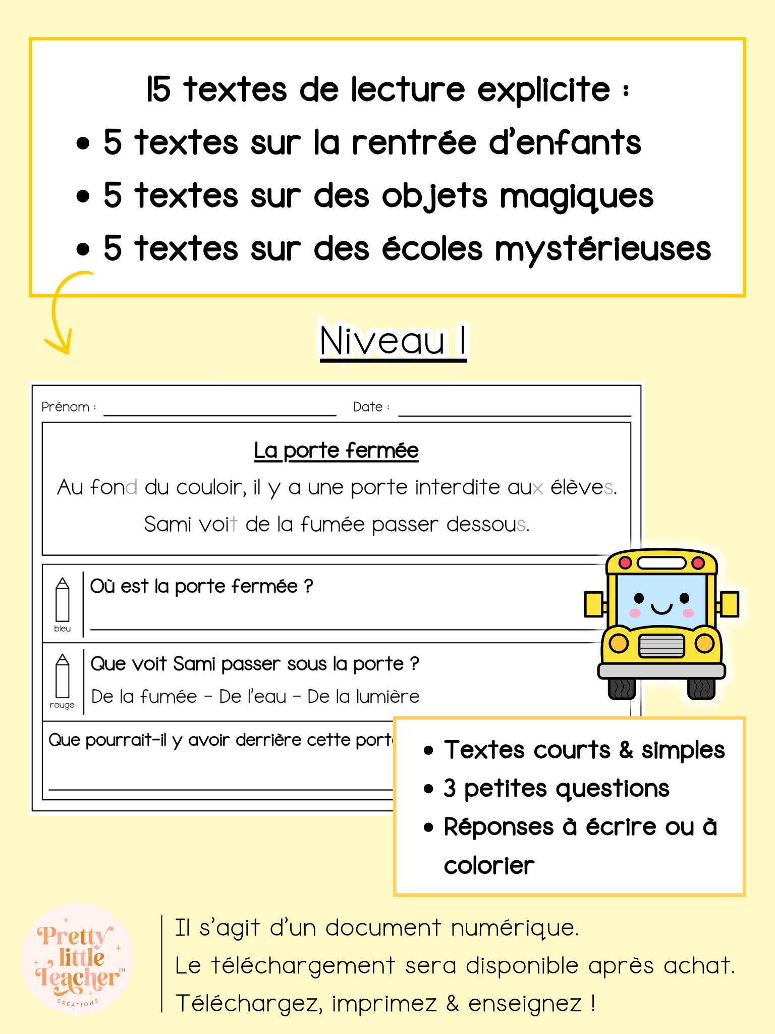 Lecture niveau 1 sur l'école