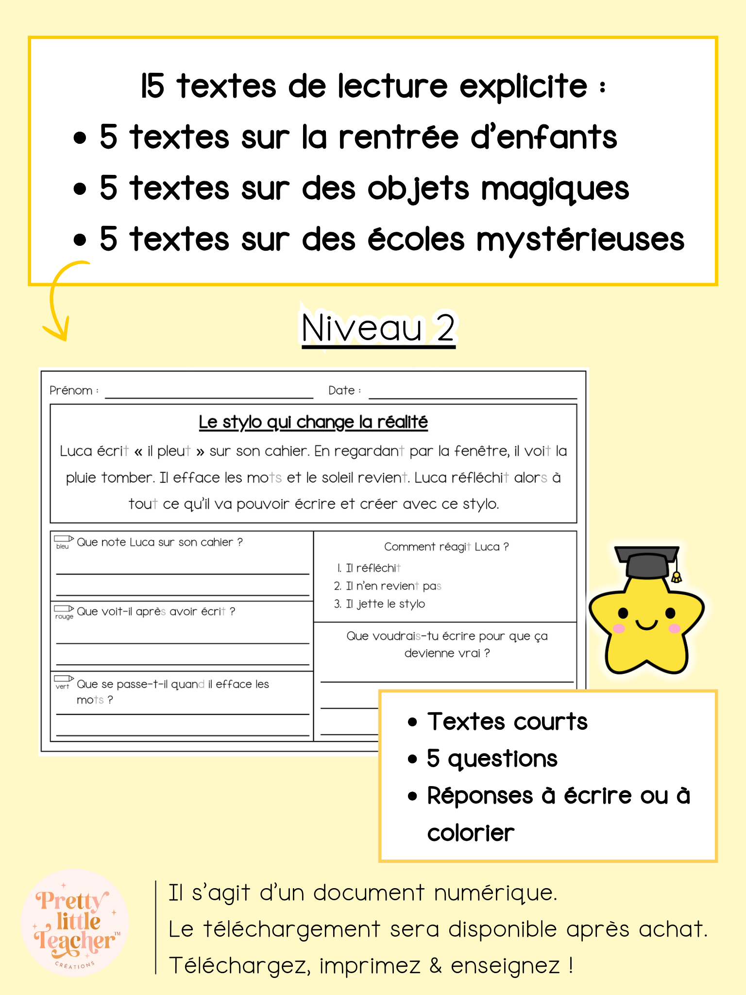 Lecture niveau 2 sur l'école