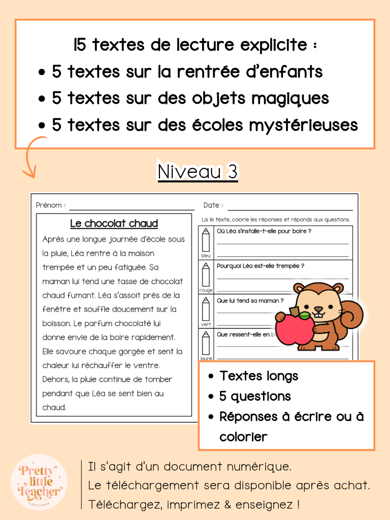 Lecture niveau 3 sur l'automne