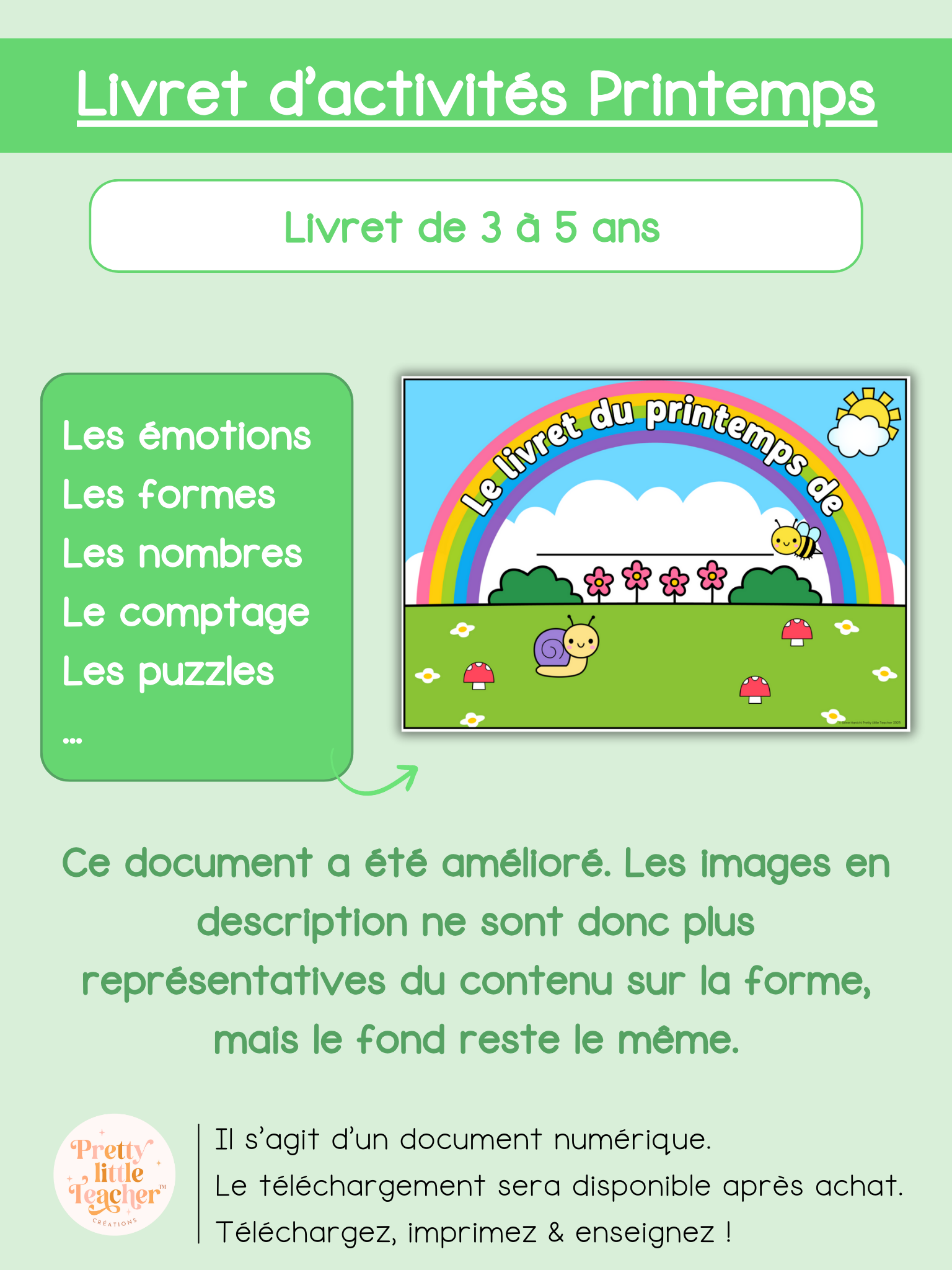 Livret d'activités sur le printemps (3 à 5 ans)