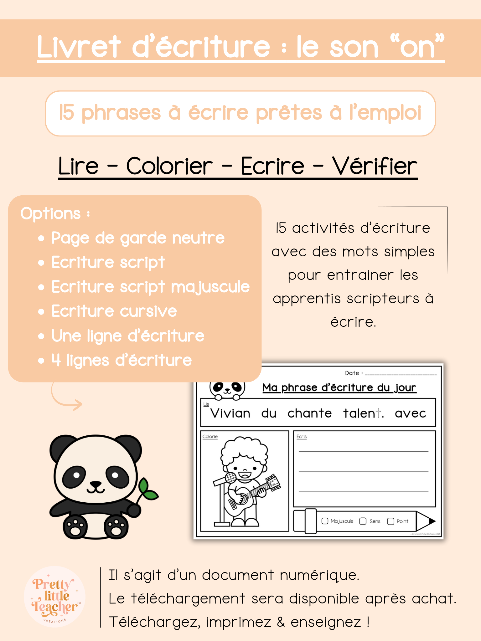 Livret d'écriture sur le son "an - am - en - em"