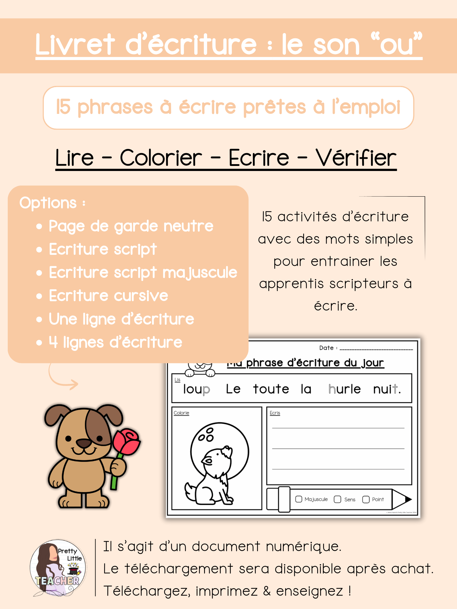 Livret d'écriture sur le son "ou"