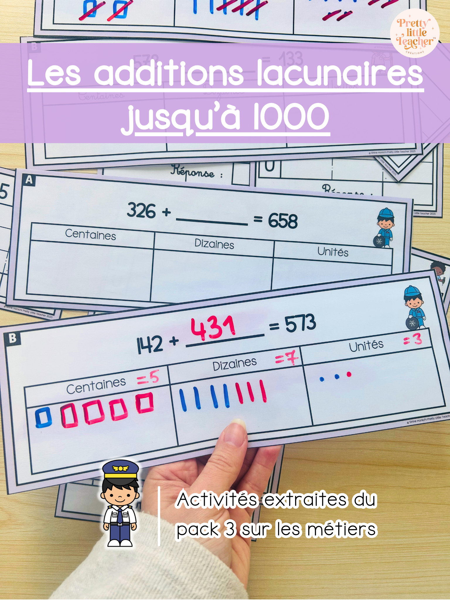 Les additions lacunaires jusqu'à 1000 sans passage (3x)