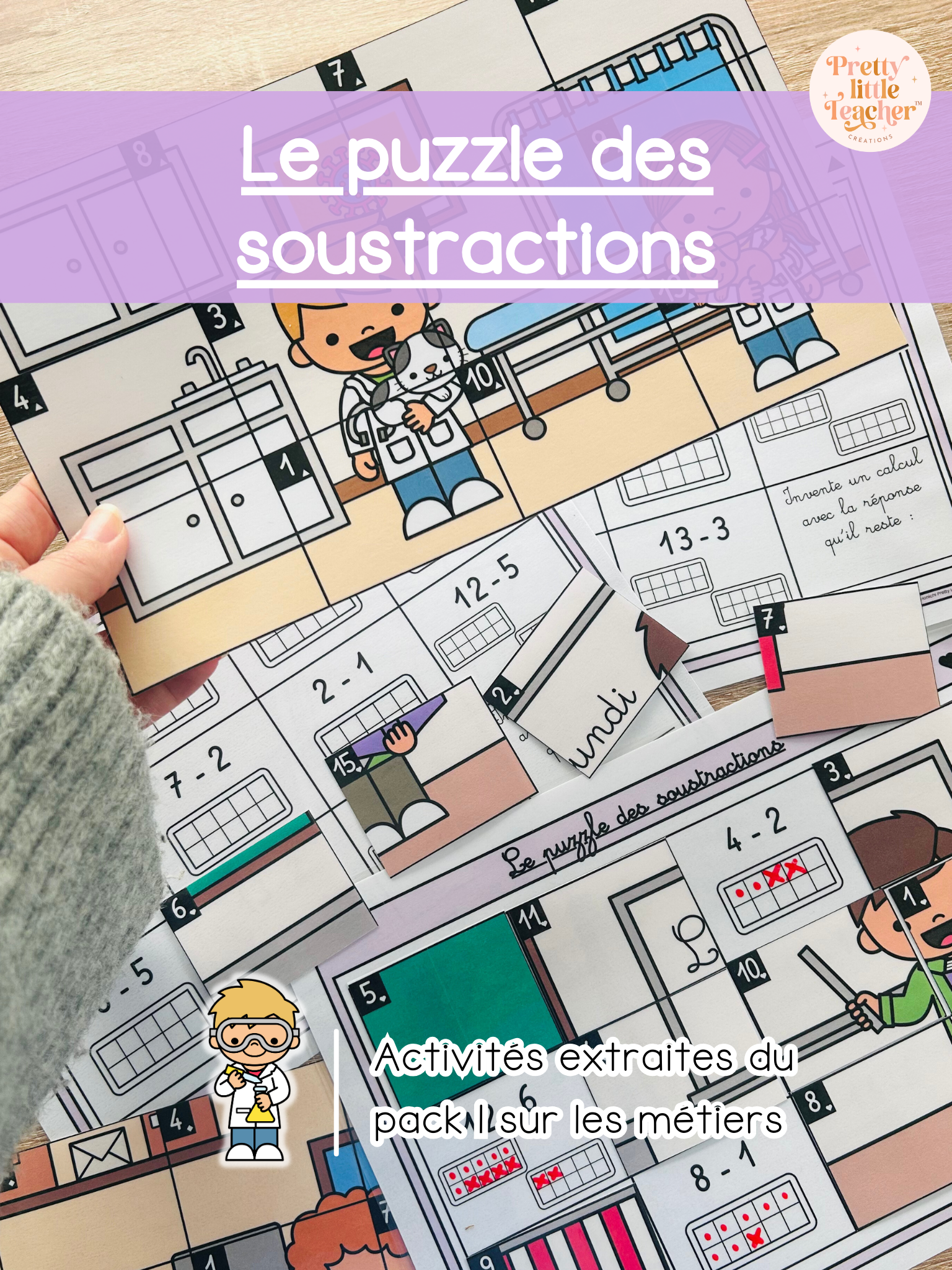 Le puzzle des soustractions jusqu'à 15 (5x)