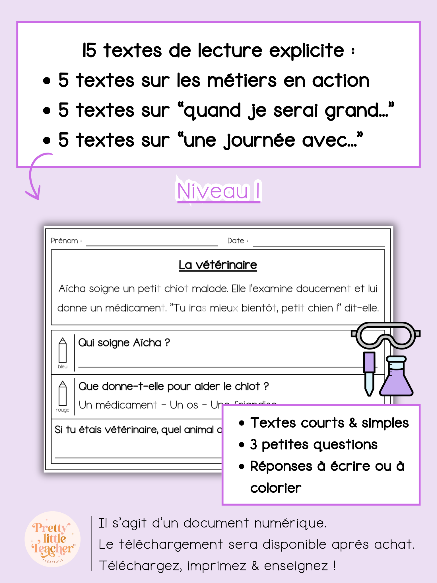 Lecture niveau 1 sur les métiers