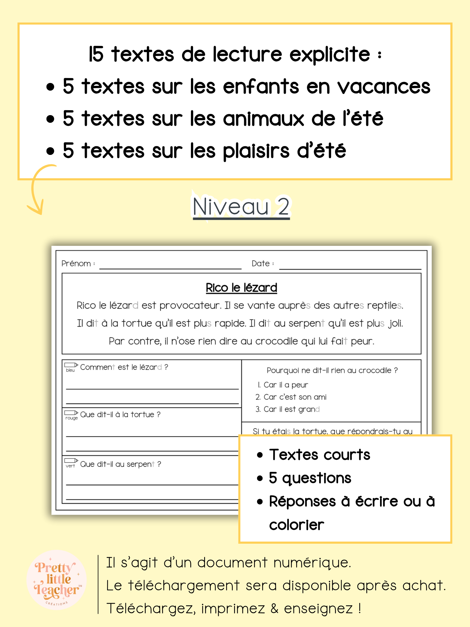 Lecture niveau 2 sur l'été