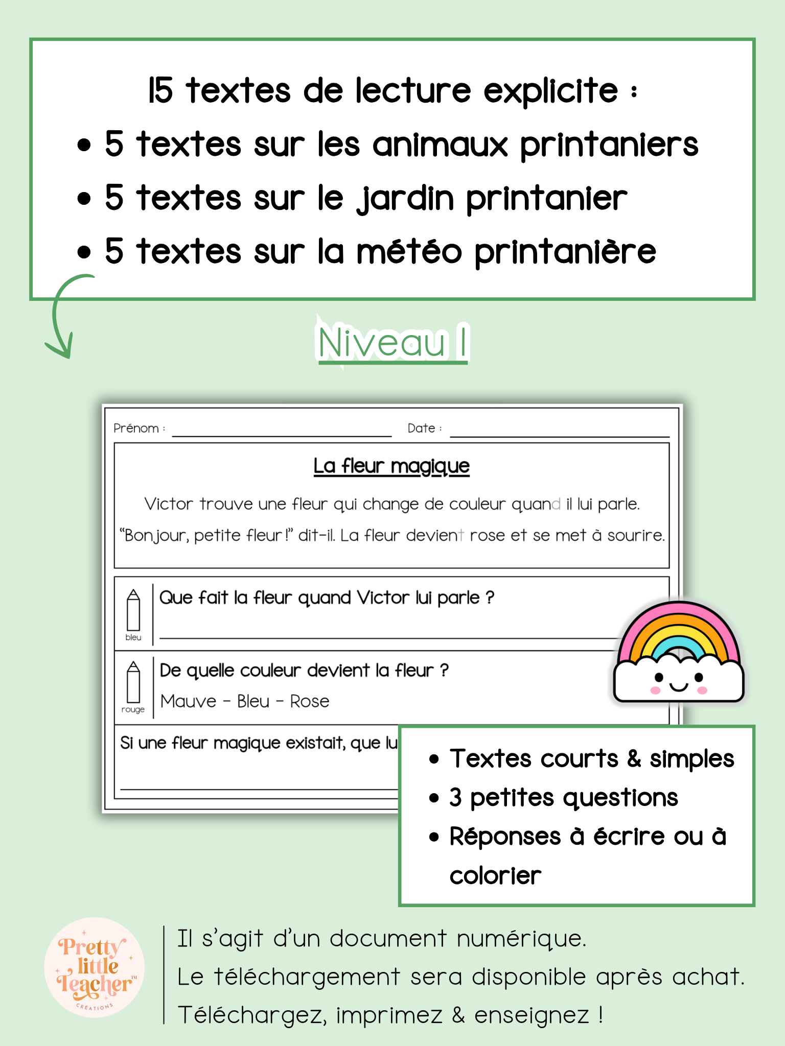 Lecture niveau 1 sur le printemps