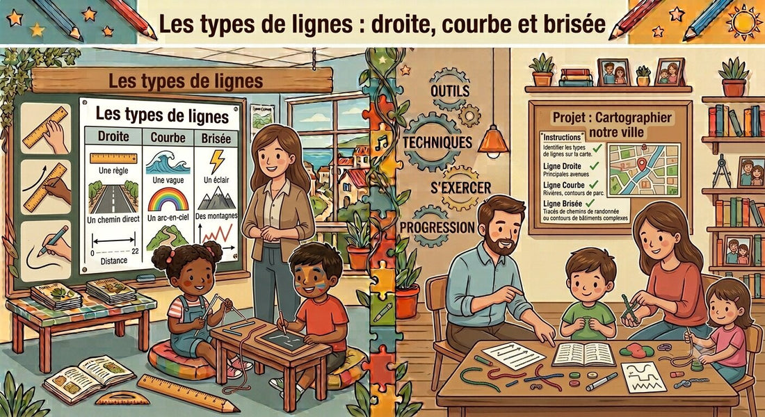 Les types de lignes : droite, courbe et brisée expliqués simplement