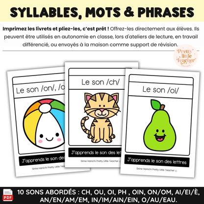 Apprendre à lire les syllabes, mots et phrases (20 livrets de sons composés)