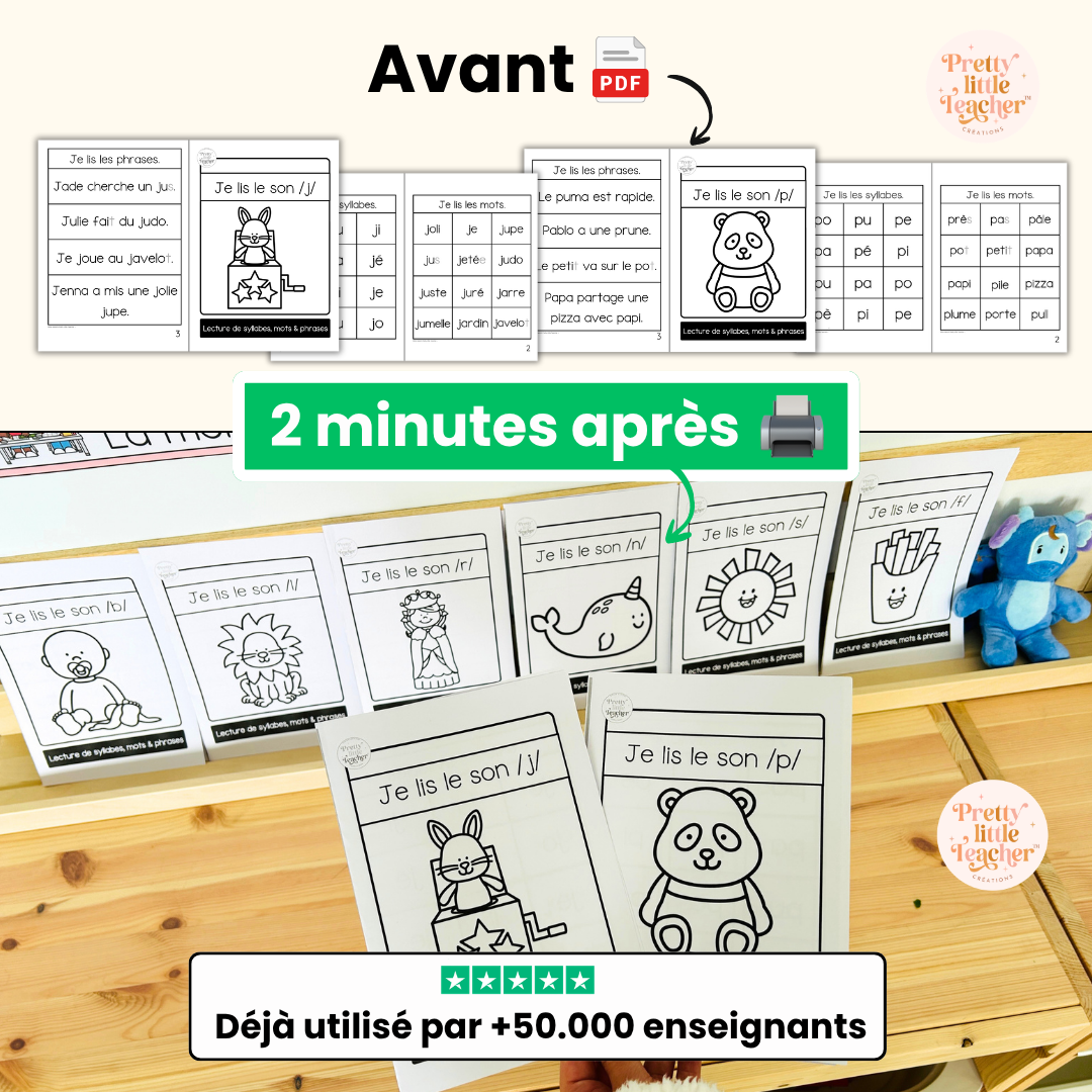 Apprendre à lire les syllabes, mots et phrases (18 livrets de sons simples)