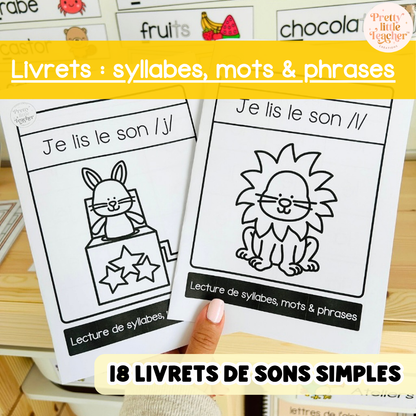 Apprendre à lire les syllabes, mots et phrases (18 livrets de sons simples)