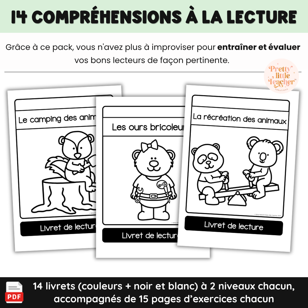 Pack pour les bons lecteurs : 14 livrets de lecture sur les animaux + exercices