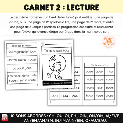 Apprendre à lire les syllabes, mots et phrases (20 livrets de sons composés)