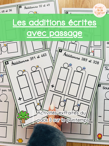 Les additions écrites avec passage jusqu’à 1000 CDU + CDU (3x)