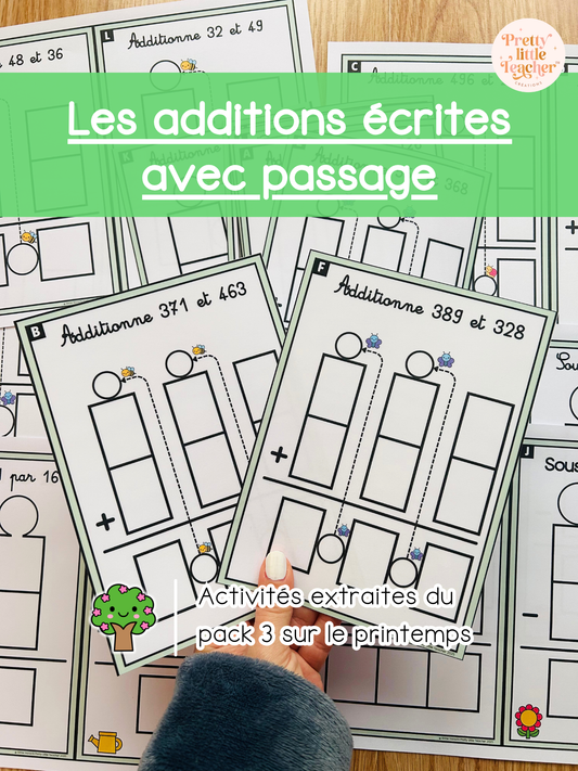 Les additions écrites avec passage jusqu’à 1000 CDU + CDU (3x)