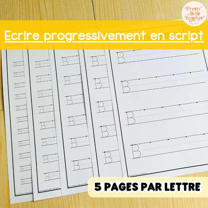 Livrets : j'apprends à écrire progressivement en script