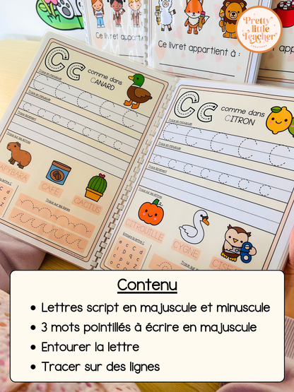 J'apprends à écrire les lettres (script)