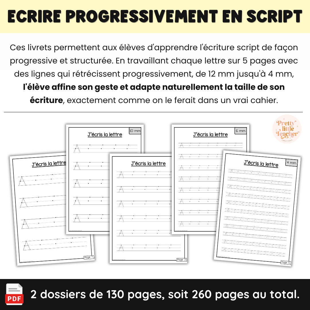 Livrets : j'apprends à écrire progressivement en script