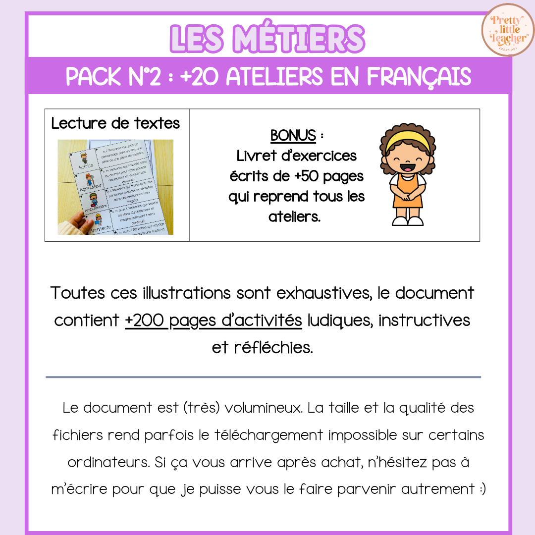 Pack 2 Français sur les métiers