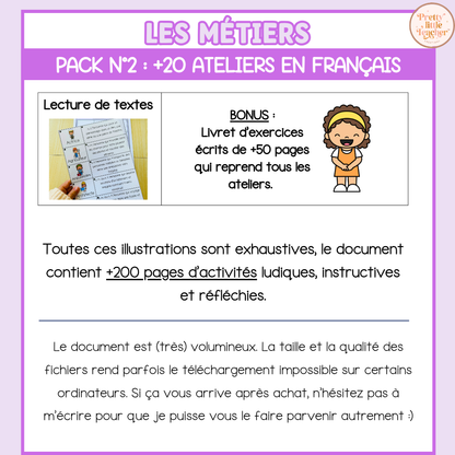 Pack 2 Français sur les métiers