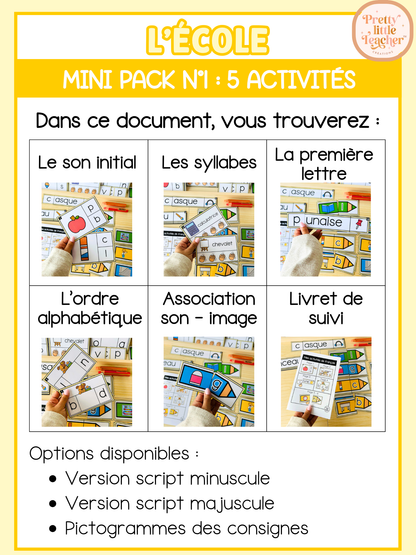 Mini Pack 1 Français sur l'école