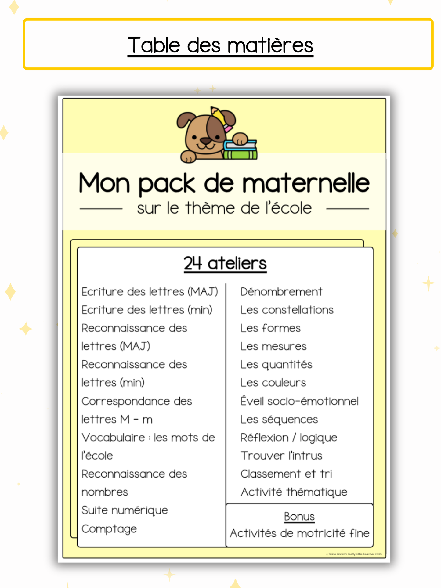 Pack Maternelle sur la rentrée ✏️ : 25 activités à imprimer