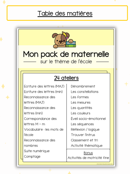 Pack Maternelle sur la rentrée ✏️ : 25 activités à imprimer