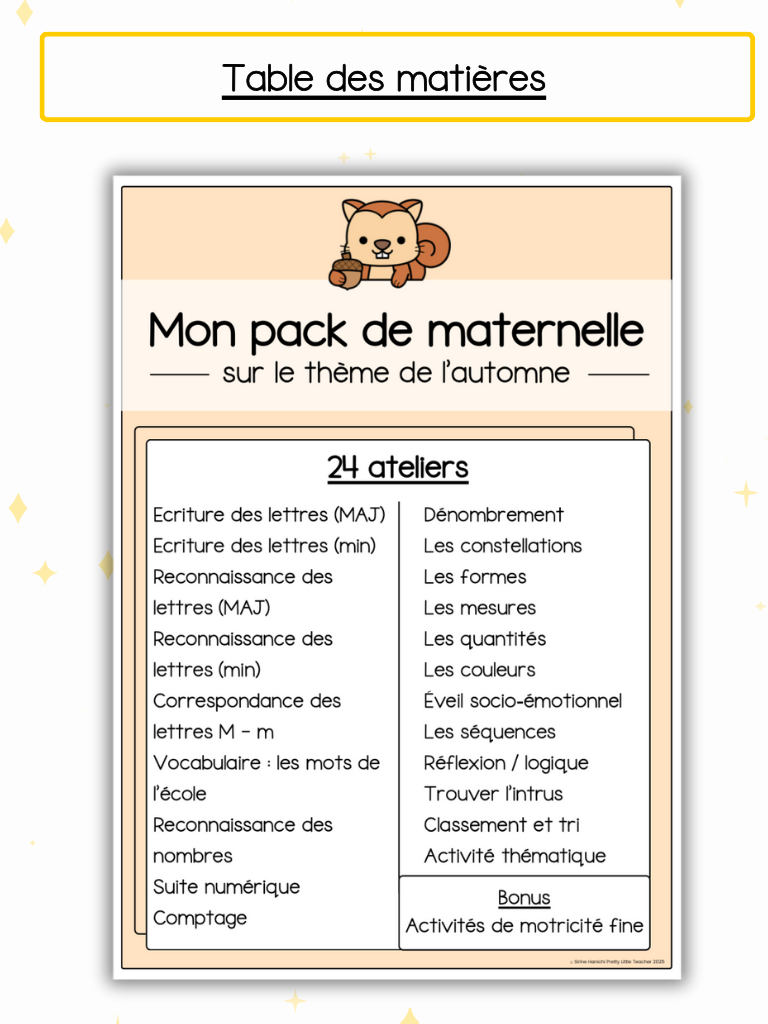 Pack Maternelle sur l'automne