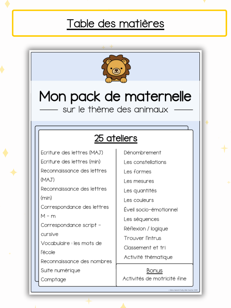Pack Maternelle sur les animaux