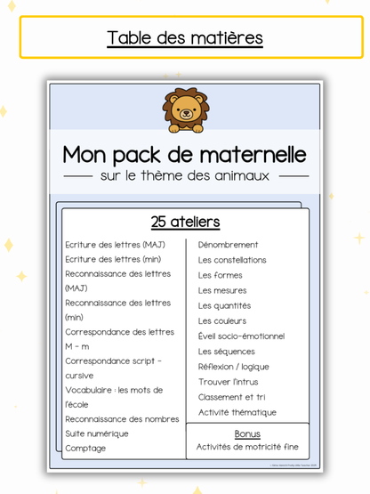 Pack Maternelle sur les animaux