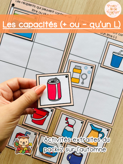 Les capacités : + ou - que 1 litre (2x)
