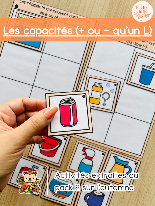 Les capacités : + ou - que 1 litre (2x)