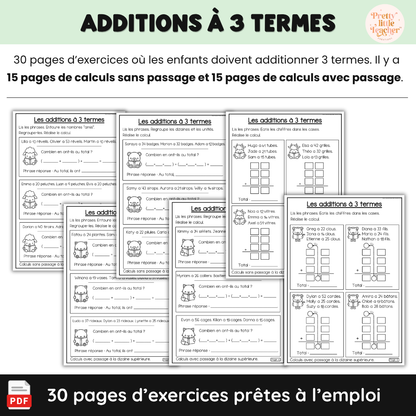 Livret : les additions à 3 termes (→ 100)