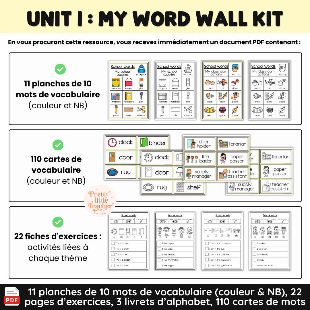 Unit 1 : Word Wall Kit