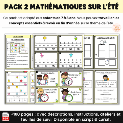 Pack 2 Mathématiques sur l'été