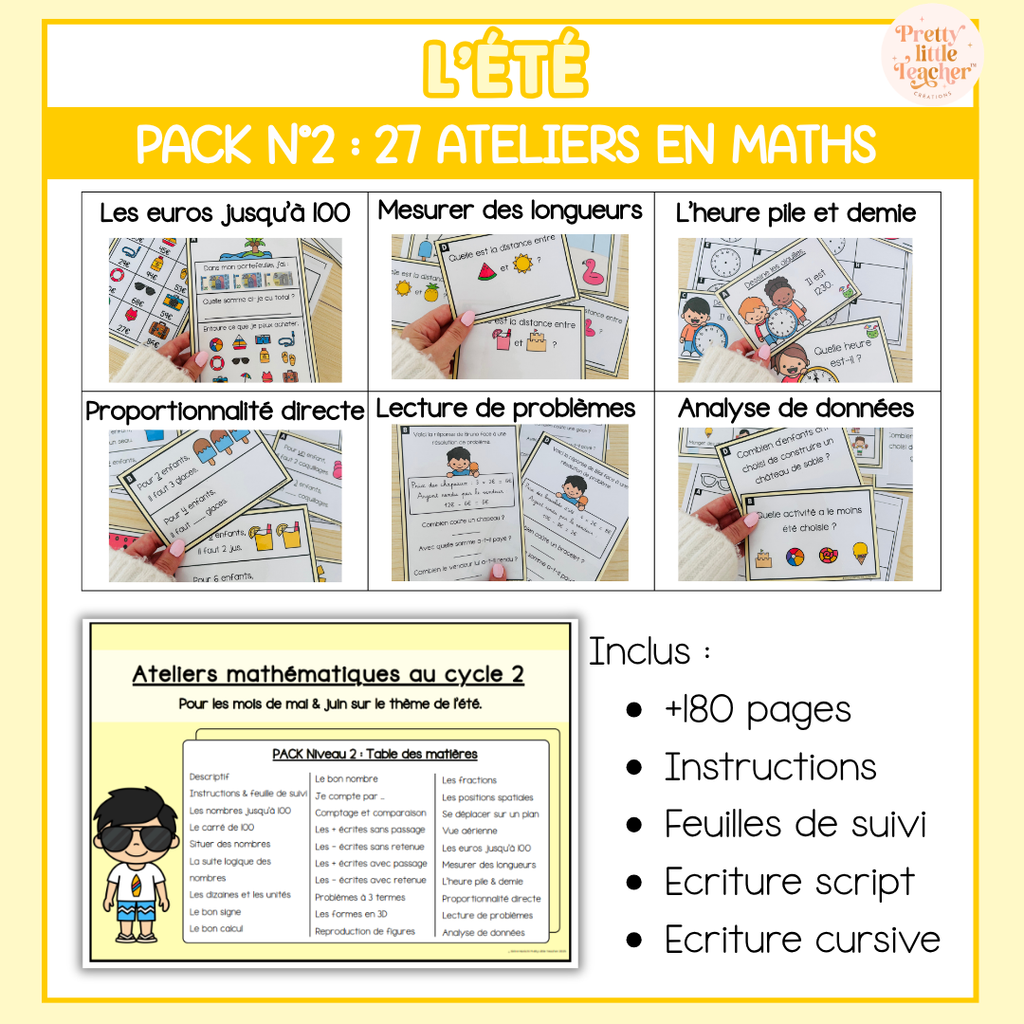 Pack 2 Mathématiques sur l'été