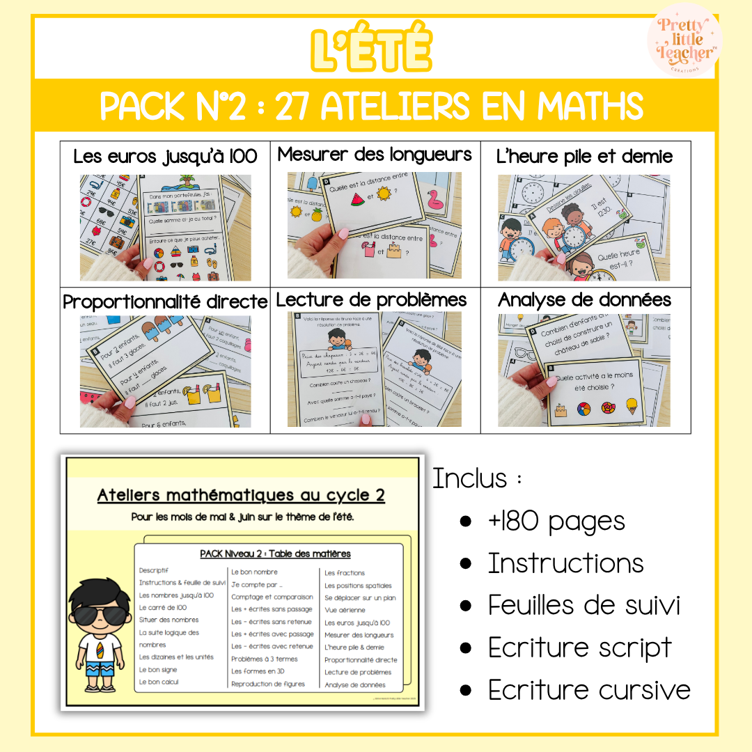 Pack 2 Mathématiques sur l'été