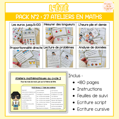 Pack 2 Mathématiques sur l'été