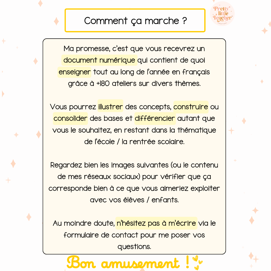 Tous les Packs 2 Français pour toute l'année
