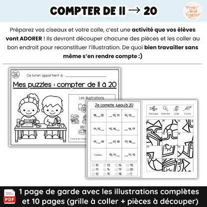 Livret puzzle : compter 11 → 20