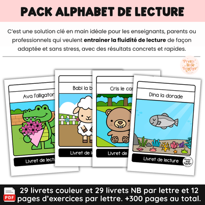 Pack Alphabet pour les petits lecteurs : 29 livrets de lecture + exercices (PDF)