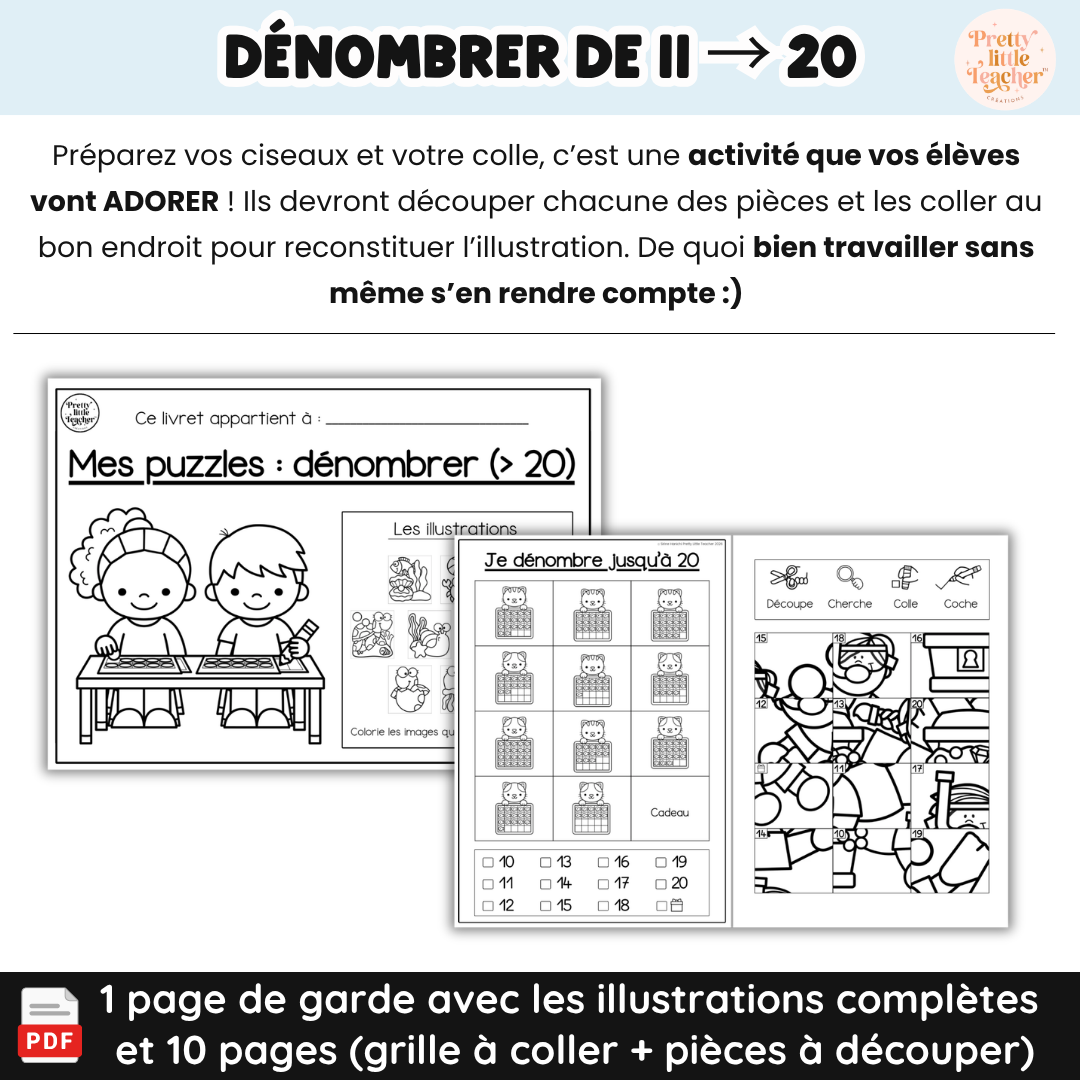 Livret puzzle : dénombrer 11 → 20