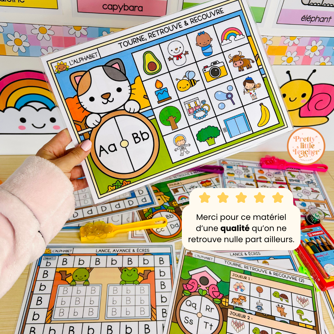 Pack d'activités sur l'alphabet : écriture des lettres et son initial