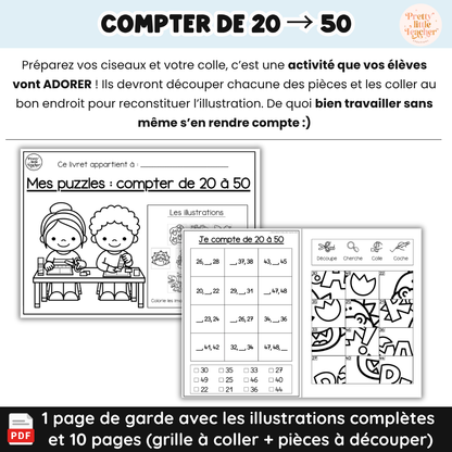 Livret puzzle : compter 20 → 50